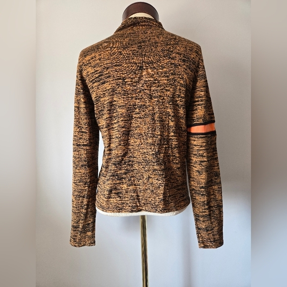 JAIMIE SADOCK Silk/ Cotton Mock Neck Brown/Black/Peach Top. Size Small - Picture 6 of 9